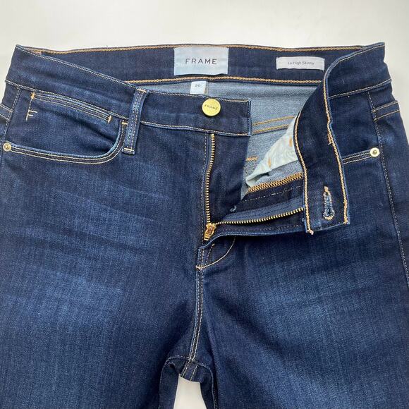 Frame Le High Dark Wash Skinny Jeans Size 26 Classic Casual Basic Minimalist - Picture 4 of 11